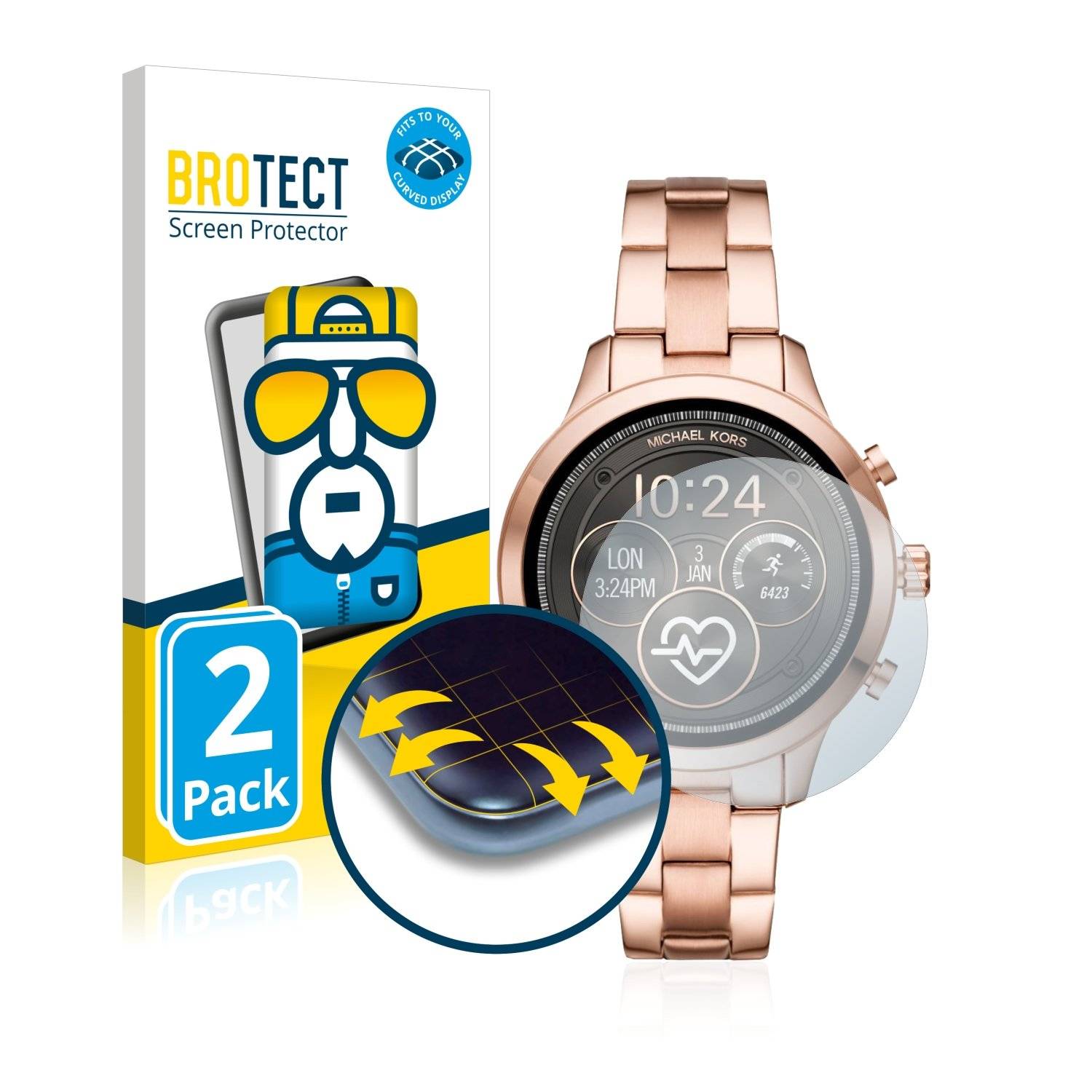 2 BROTECT Fle Full-Cove Displayschutzfoli fü Michae Kor Acces Runwa (4 mm)