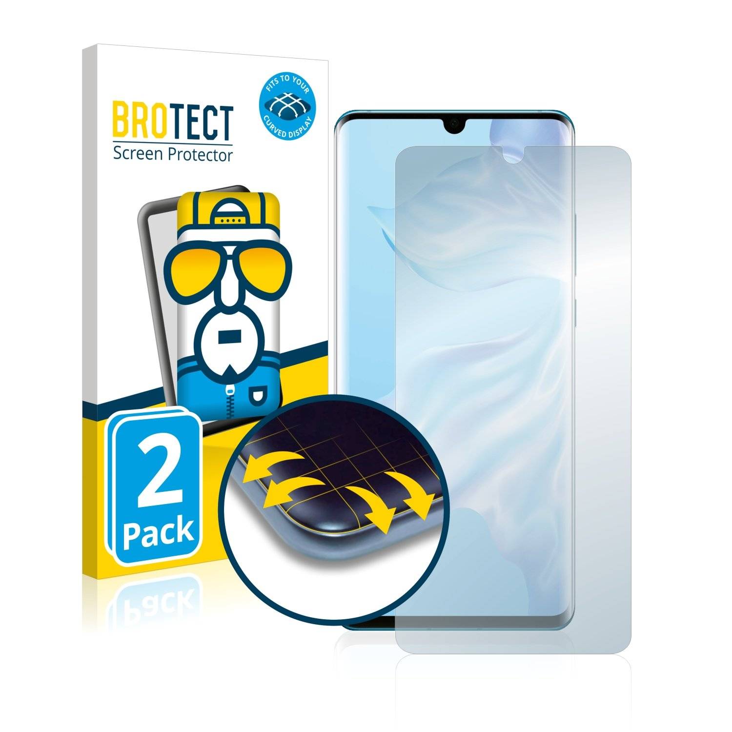 2 BROTECT Fle Full-Cove Displayschutzfoli fü Huawe P3 Pro