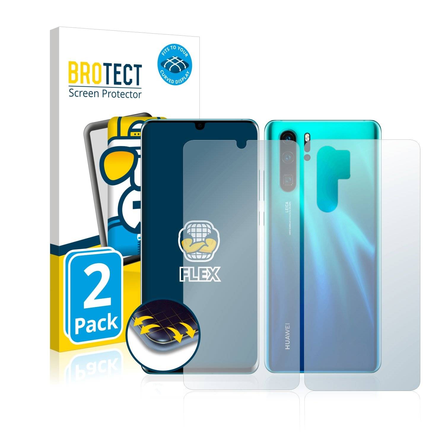 2 BROTECT Fle Full-Cove Displayschutzfoli fü Huawe P3 Pr (Vorde  Rückseite)