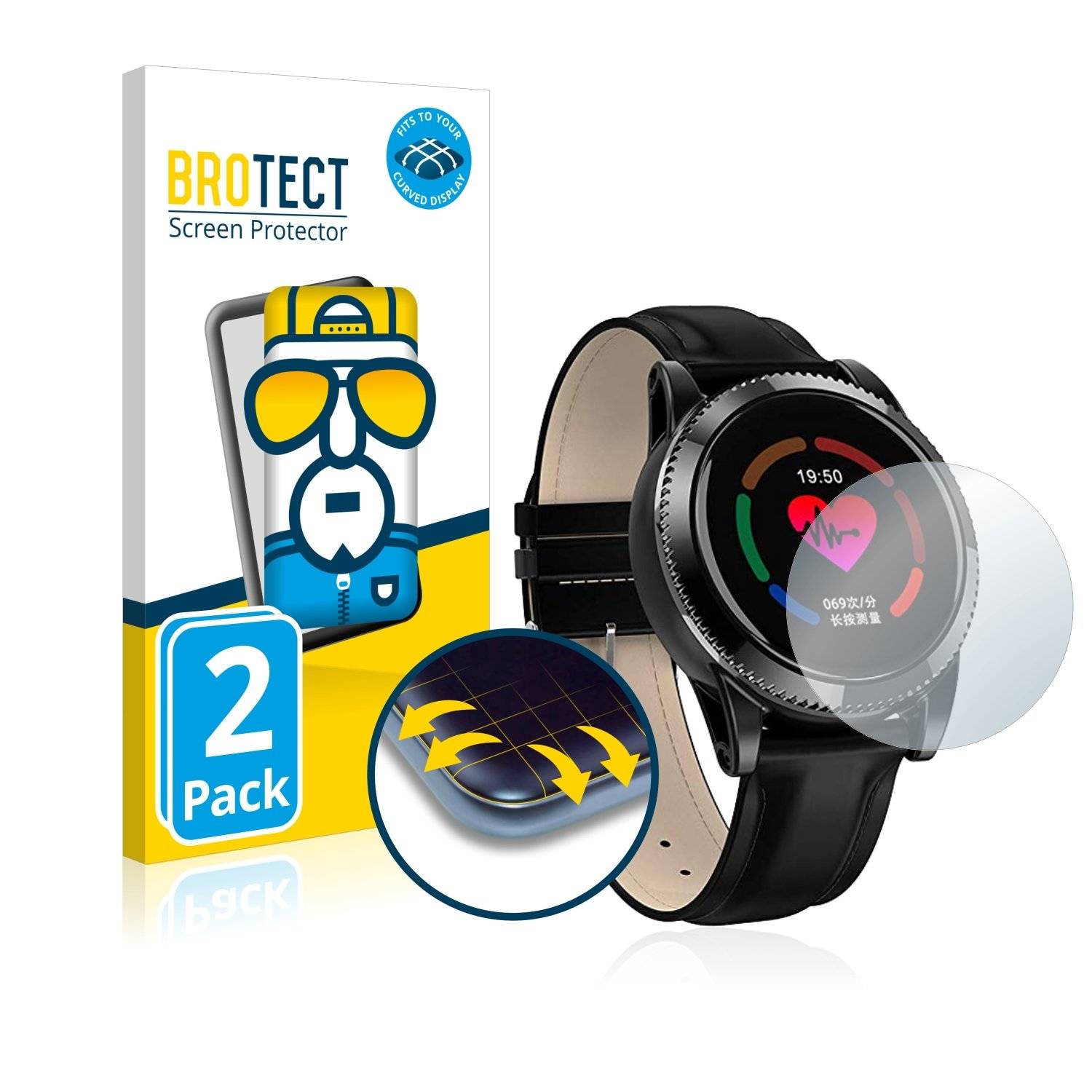 2 BROTECT Fle Full-Cove Displayschutzfoli fü Lidofig Smartwatc Smar Armband