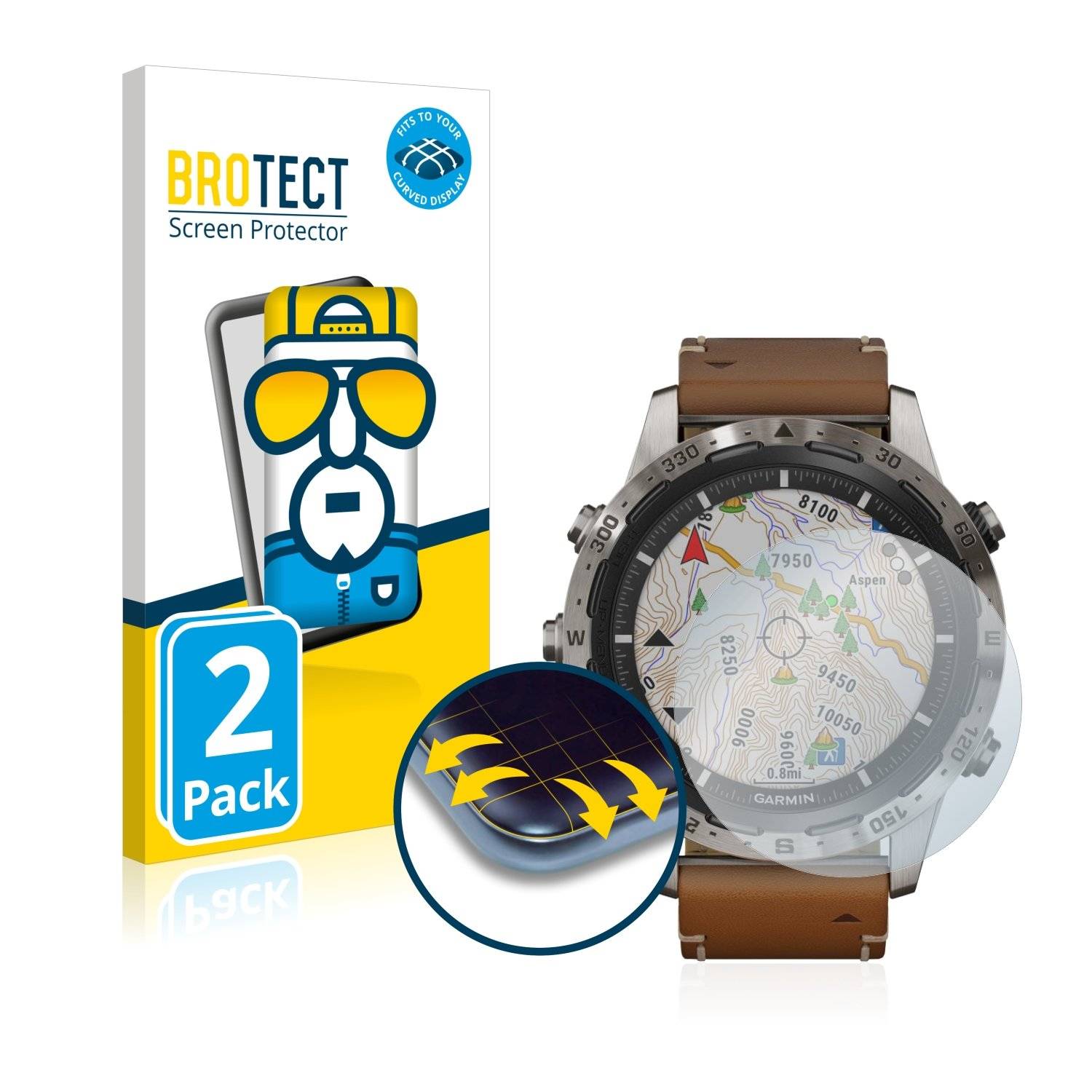 2 BROTECT Fle Full-Cove Displayschutzfoli fü Garmi Mar Expedition