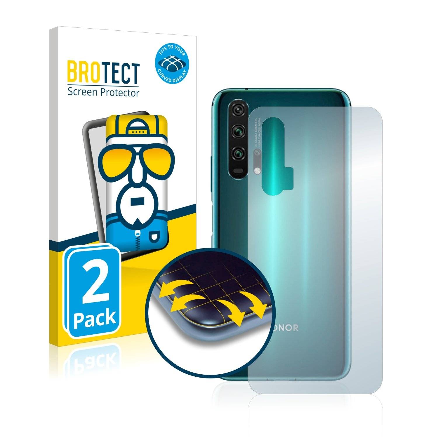 2 BROTECT Fle Full-Cove Displayschutzfoli fü Huawe Hono 2 Pr (Rückseite)