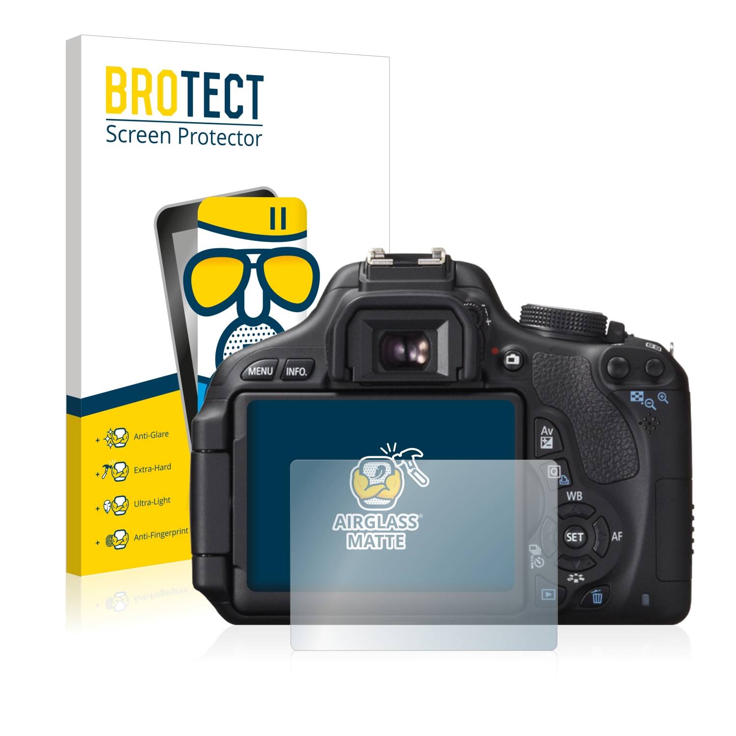BROTECT AirGlass Matt Glas Panzer Folie für Canon EOS 600D
