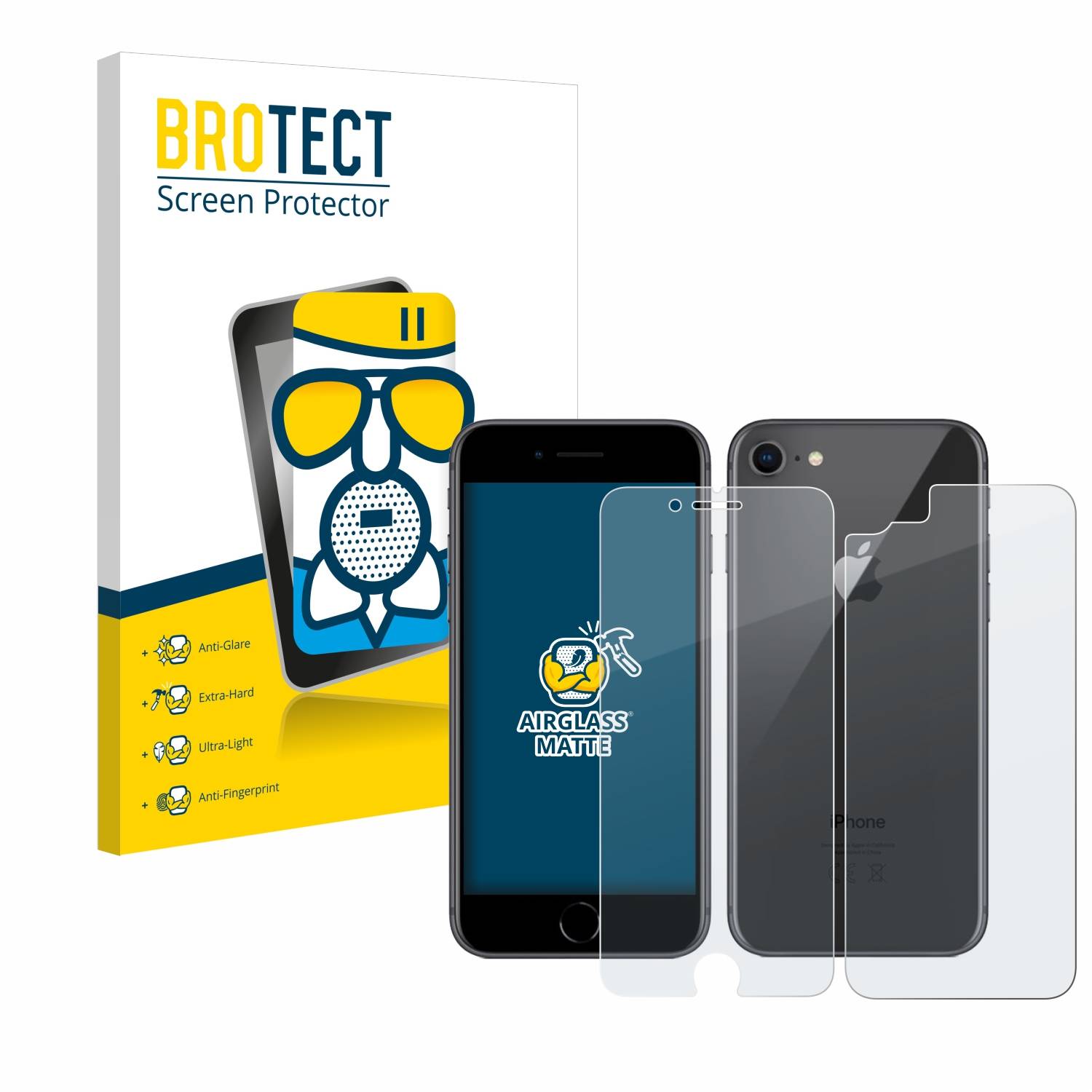 BROTECT AirGlass Matt Glas Panzer Folie für Apple iPhone 8 (Display+Rückseite)