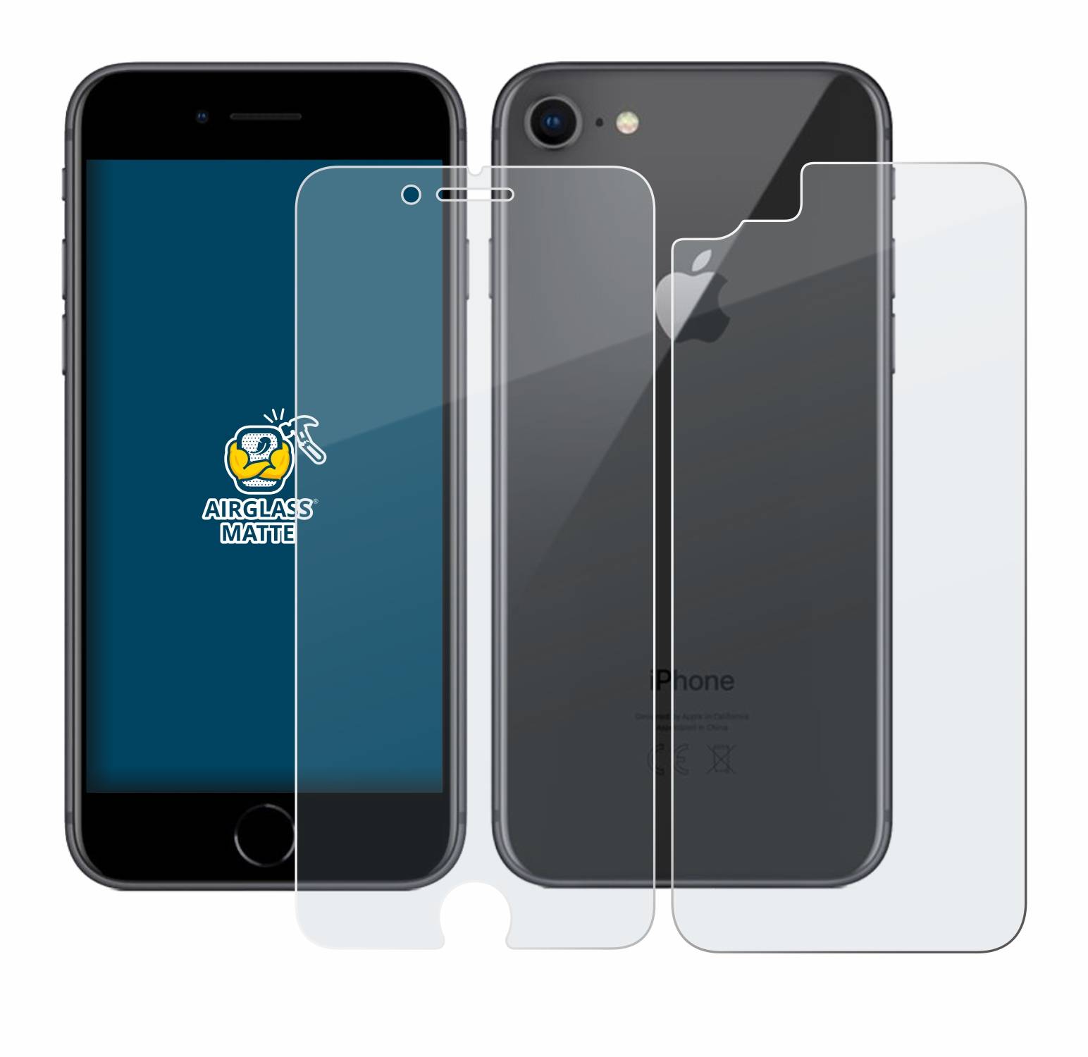 BROTECT AirGlass Matt Glas Panzer Folie für Apple iPhone 8 (Display+Rückseite)