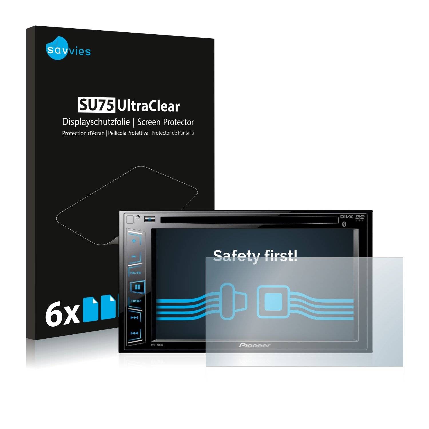 6x Savvies® SU75 Displayschutzfolie für Pioneer AVH-280BT