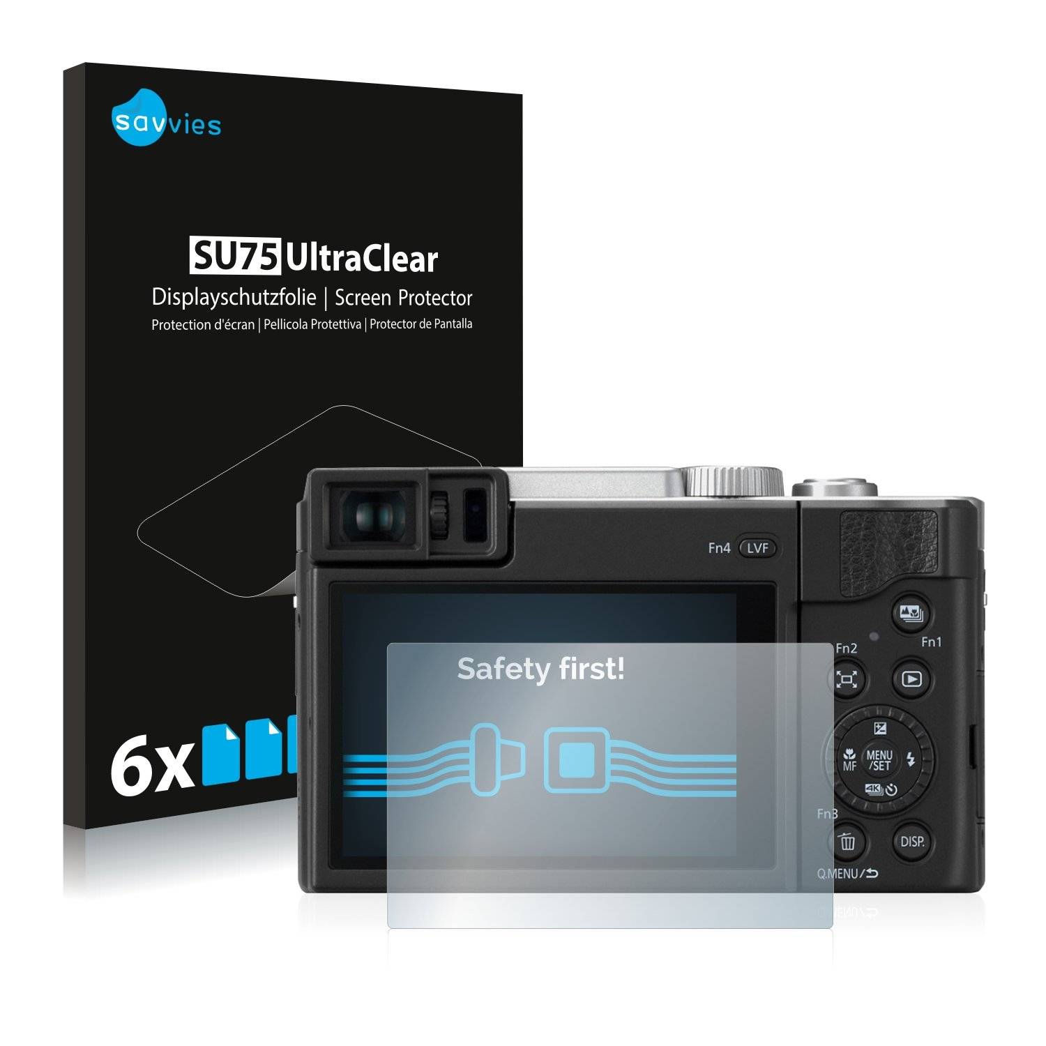 6x Savvies® SU75 Displayschutzfolie für Panasonic Lumix DC-TZ96