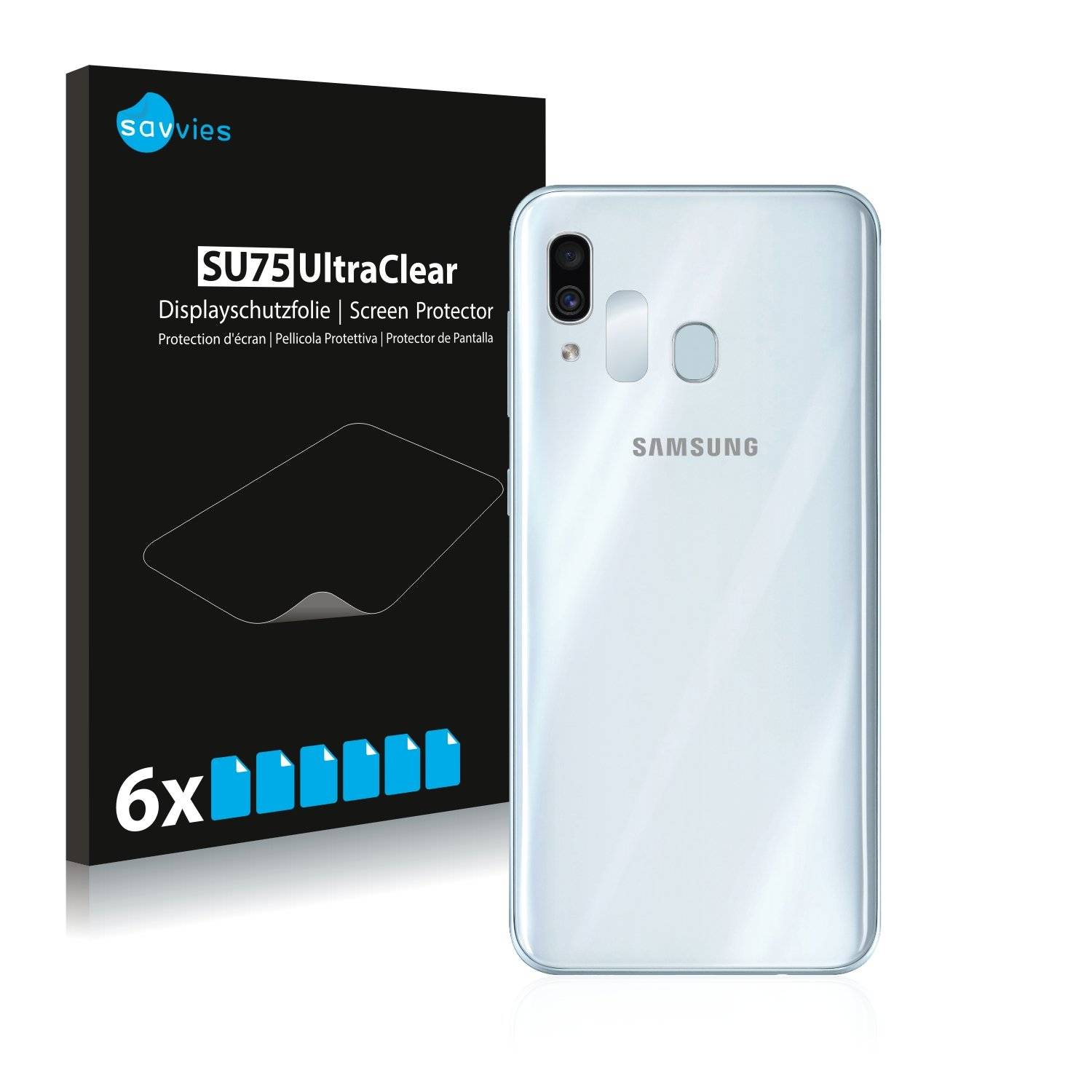6x Savvies® SU75 Displayschutzfolie für Samsung Galaxy A30 (Kamera auf der Rückseite)