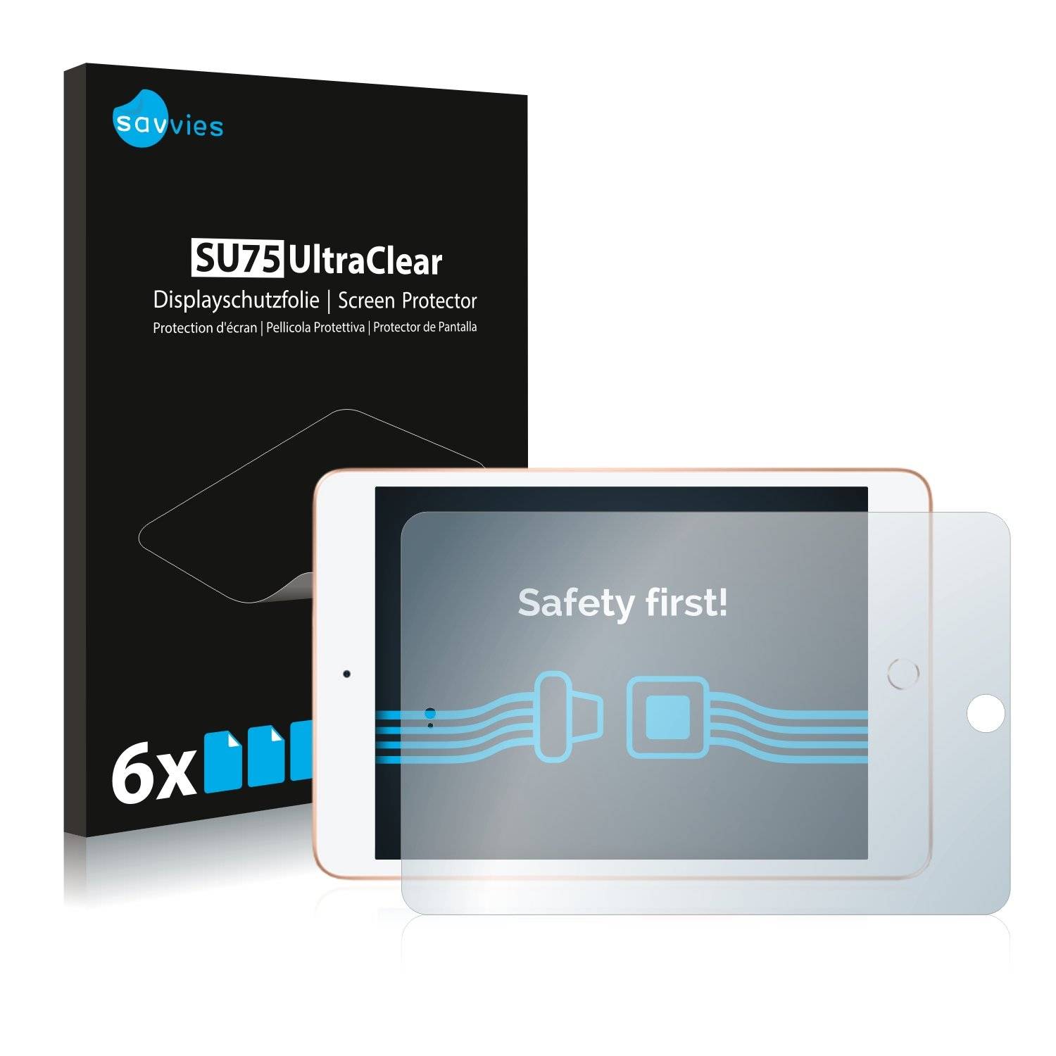 6x Savvies® SU75 Displayschutzfolie für Apple iPad mini 2019 (Querformat)