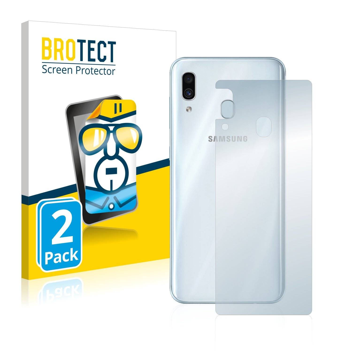2x BROTECT® HD-Clear Displayschutzfolie für Samsung Galaxy A30 (Rückseite)
