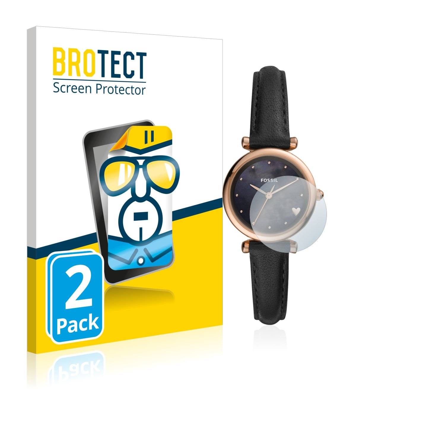 2x BROTECT® HD-Clear Displayschutzfolie für Fossil Carlie Mini
