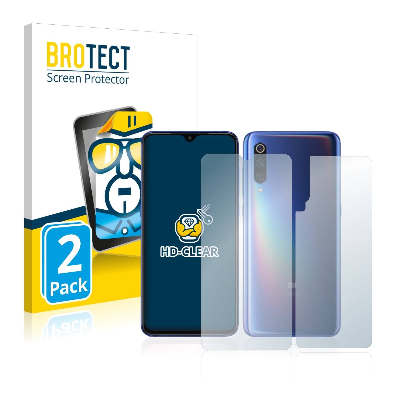2x BROTECT® HD-Clear Displayschutzfolie für Xiaomi Mi 9 (Vorder + Rückseite)