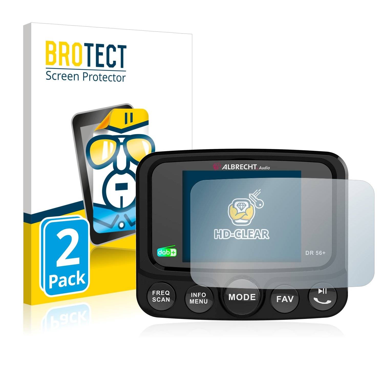 2x BROTECT® HD-Clear Displayschutzfolie für Albrecht DR 54+ Autoradio