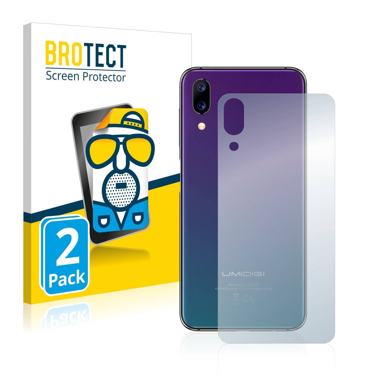 2x BROTECT® Matte Displayschutzfolie für Umidigi One Max (Rückseite)