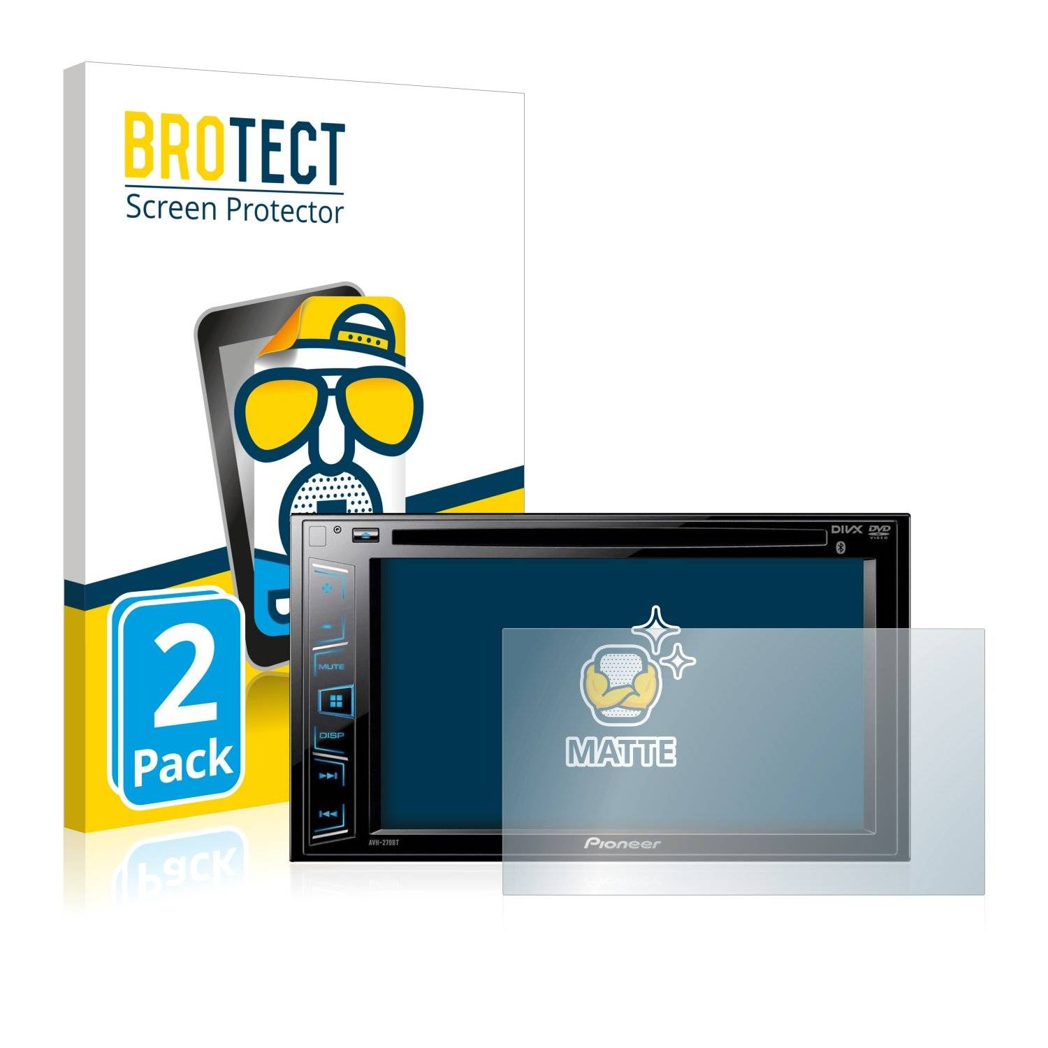 2x BROTECT® Matte Displayschutzfolie für Pioneer AVH-280BT