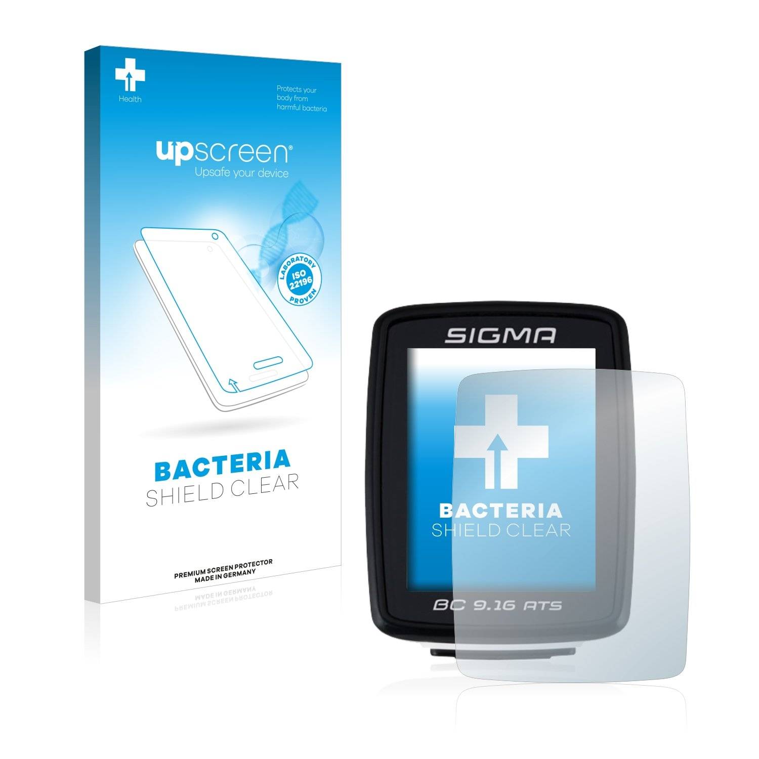 upscreen® Bacteria Shield Clear Displayschutzfolie Anti-Bakteriell Premium für Sigma BC 9.16 ATS