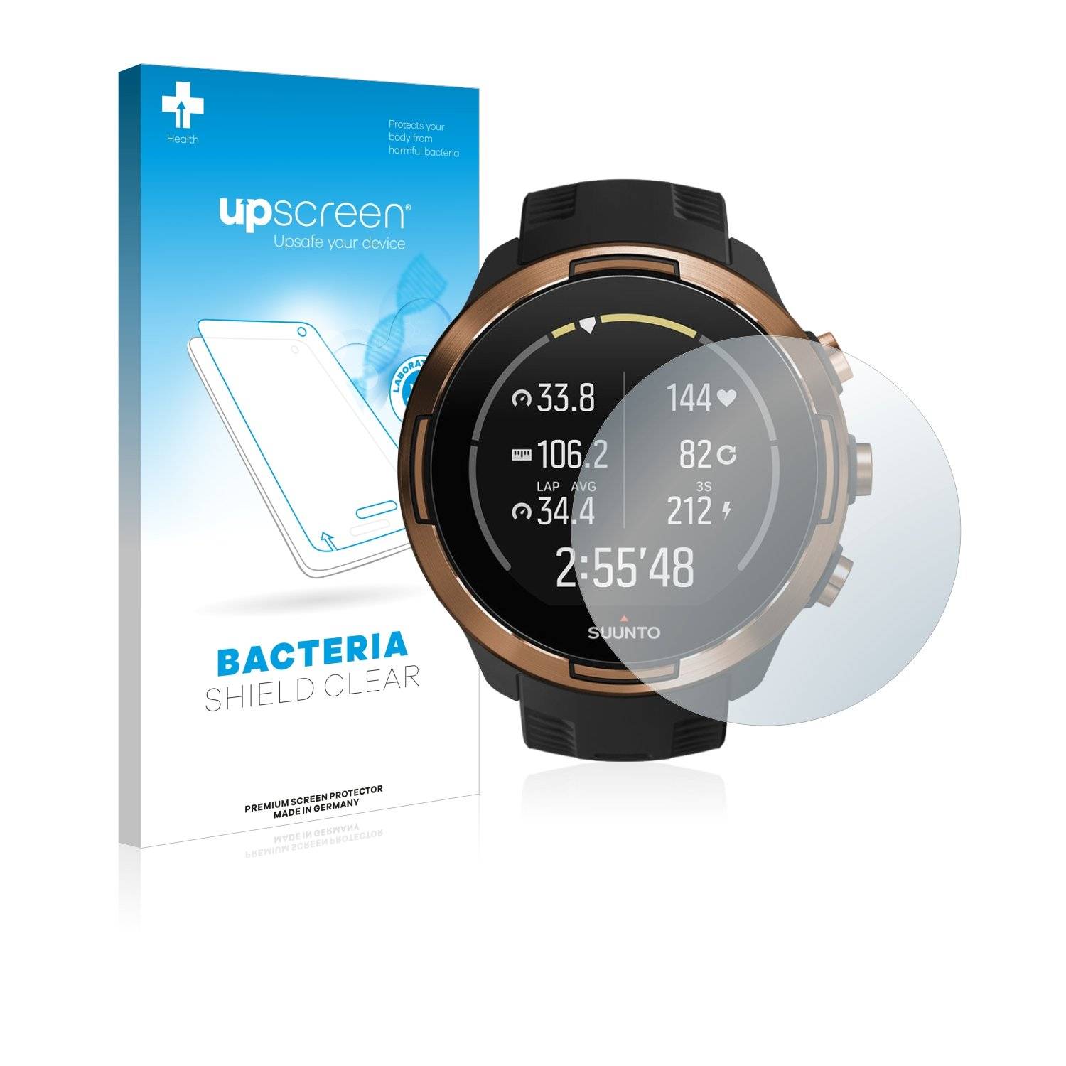 upscreen® Bacteria Shield Clear Displayschutzfolie Anti-Bakteriell Premium für Suunto 9 Baro