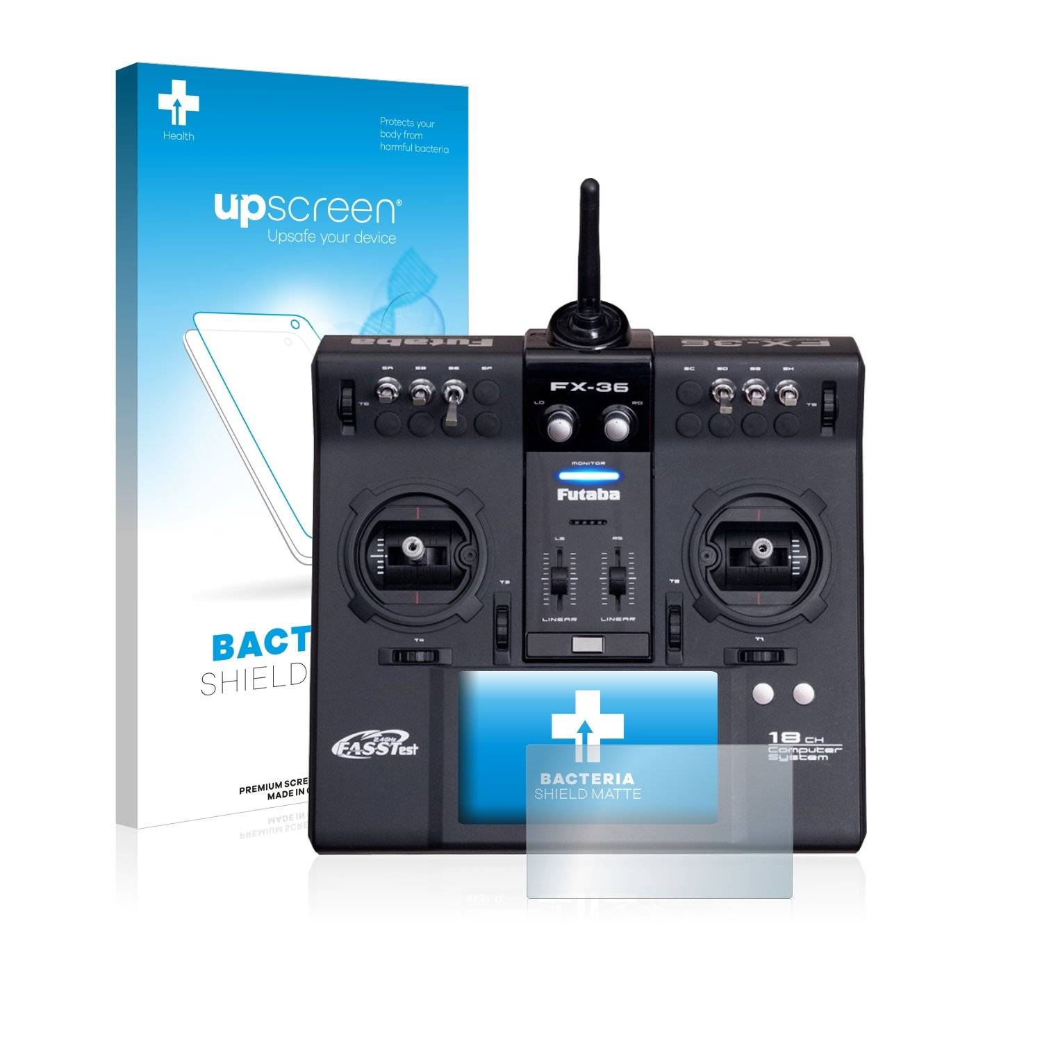 upscreen® Bacteria Shield Matte Anti-Bakterielle Displayschutzfolie Premium für Robbe Futaba FX-36