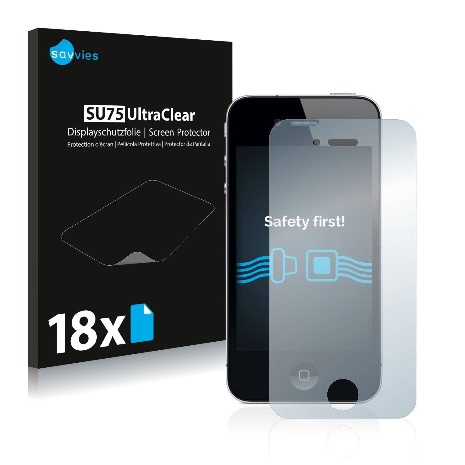 18x Savvies® SU75 Displayschutzfolie für Apple iPhone 4