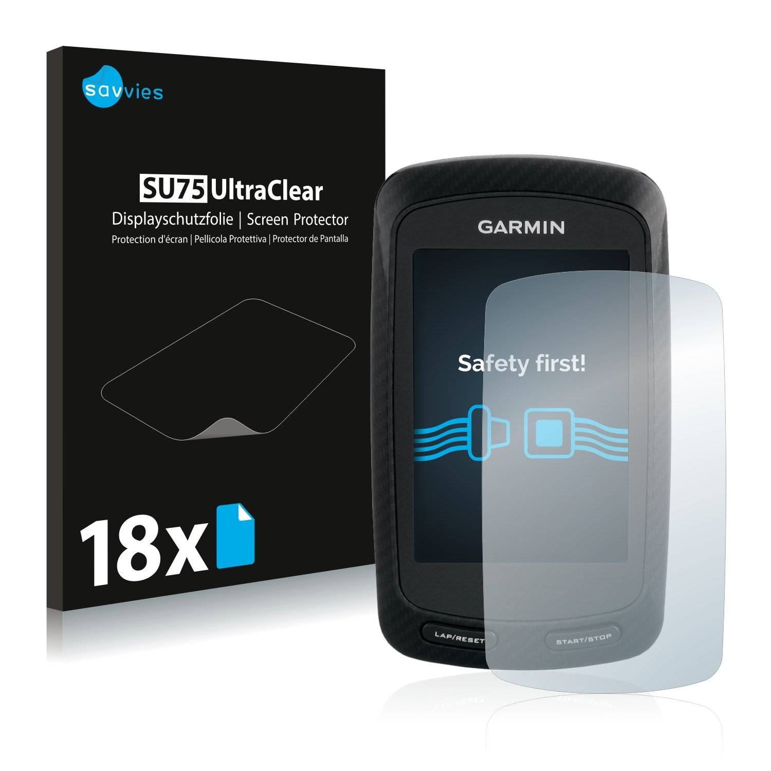 18x Savvies® SU75 Displayschutzfolie für Garmin Edge 800