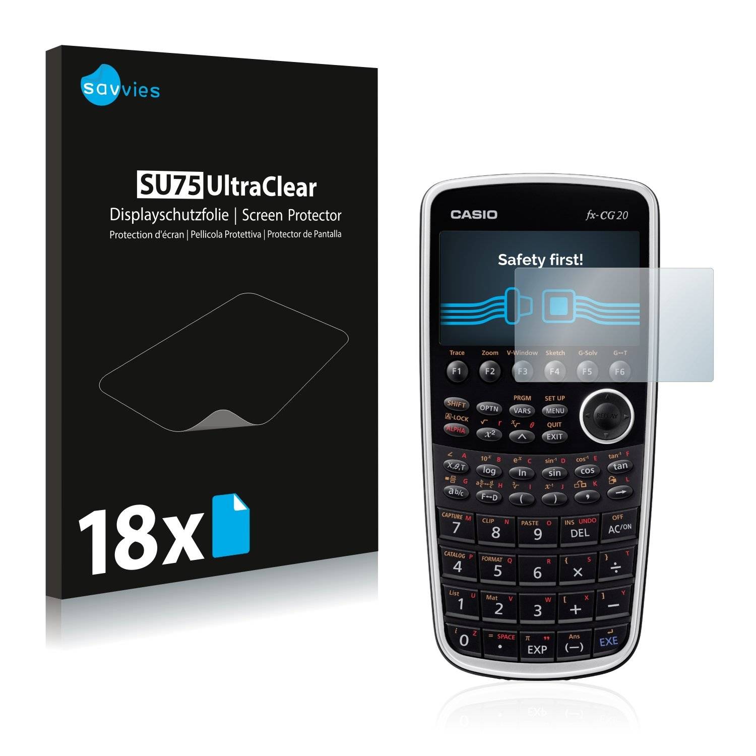 18x Savvies® SU75 Displayschutzfolie für Casio FX-CG20