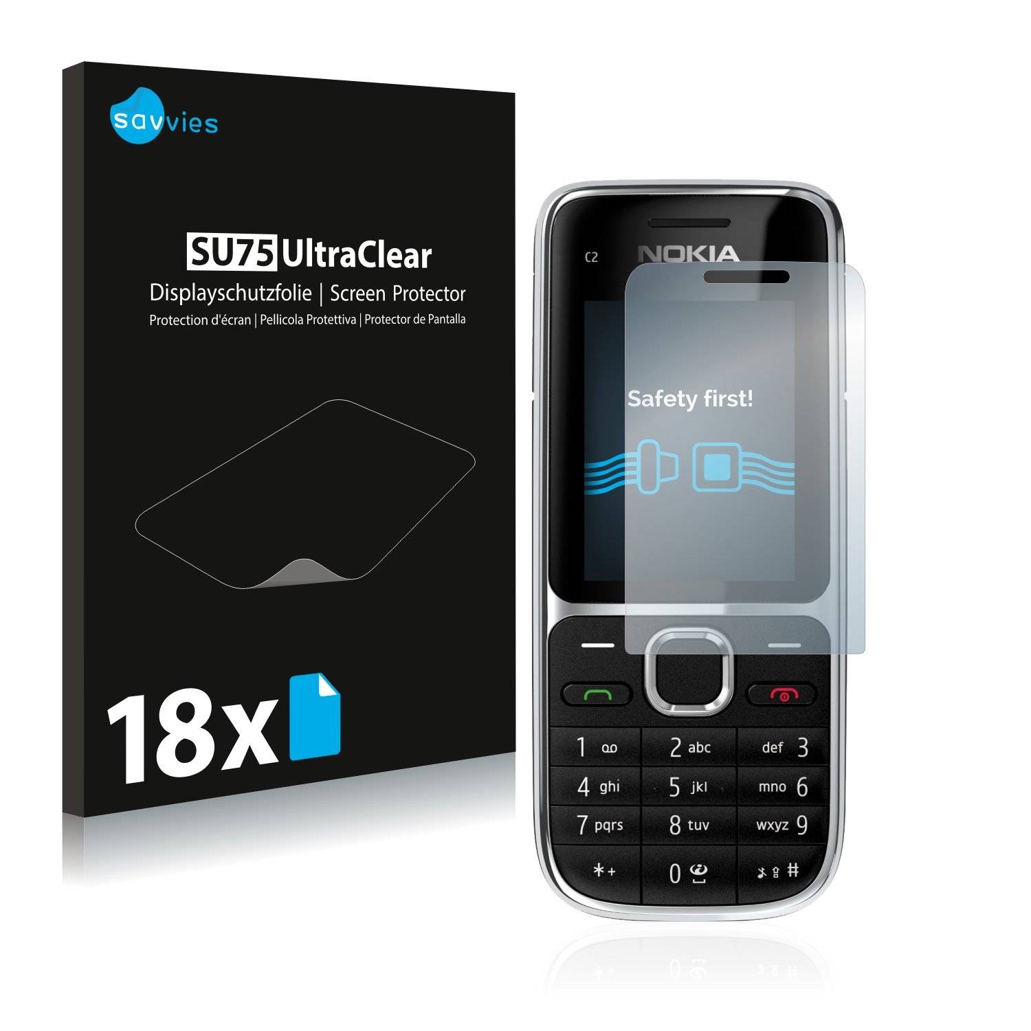 18x Savvies® SU75 Displayschutzfolie für Nokia C2-01
