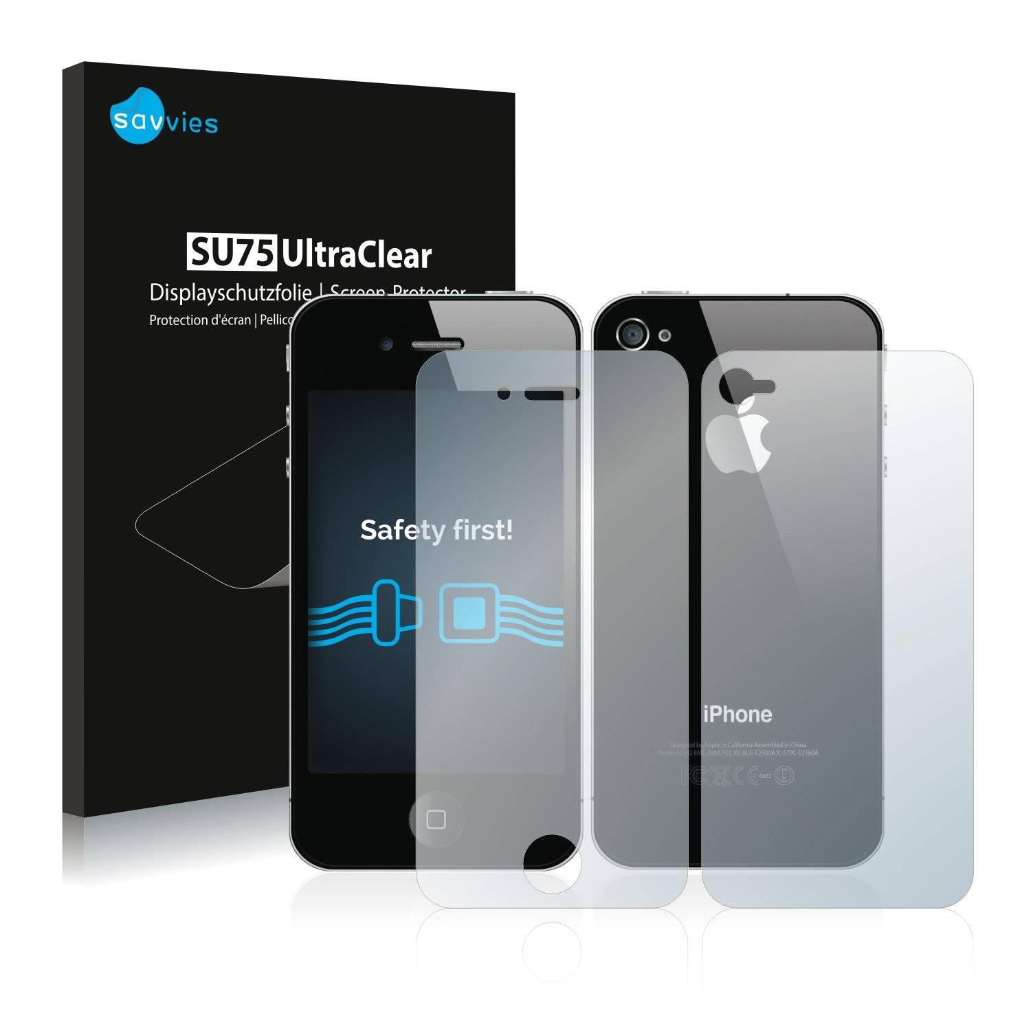 18x Savvies® SU75 Displayschutzfolie für Apple iPhone 4S (Vorder + Rückseite)