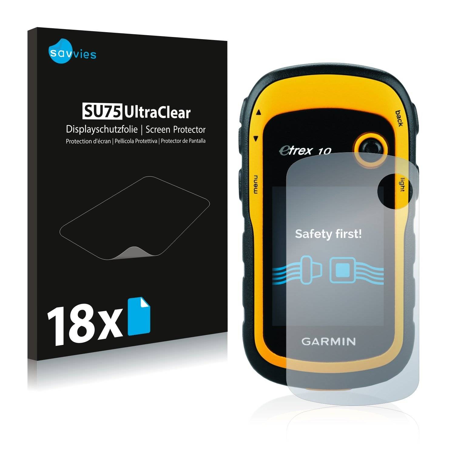 18x Savvies® SU75 Displayschutzfolie für Garmin eTrex 10
