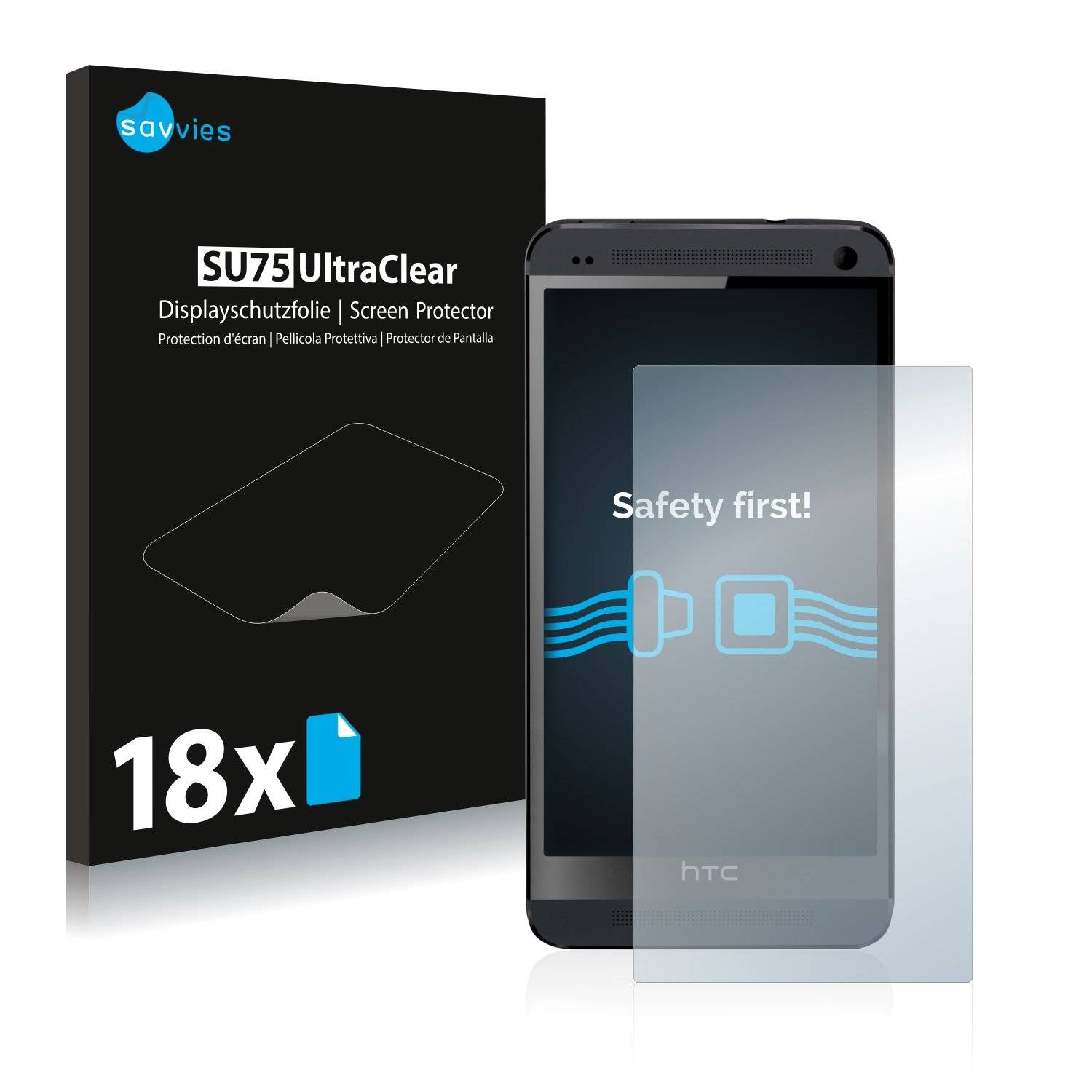 18x Savvies® SU75 Displayschutzfolie für HTC One M7