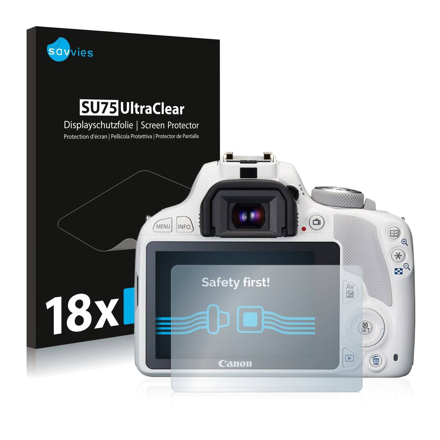 18x Savvies® SU75 Displayschutzfolie für Canon EOS 100D