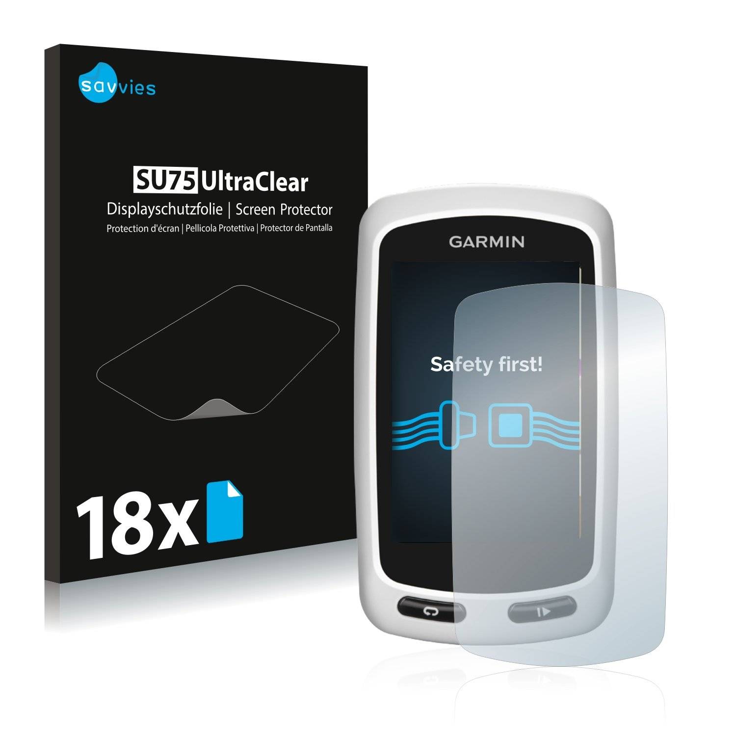 18x Savvies® SU75 Displayschutzfolie für Garmin Edge Touring
