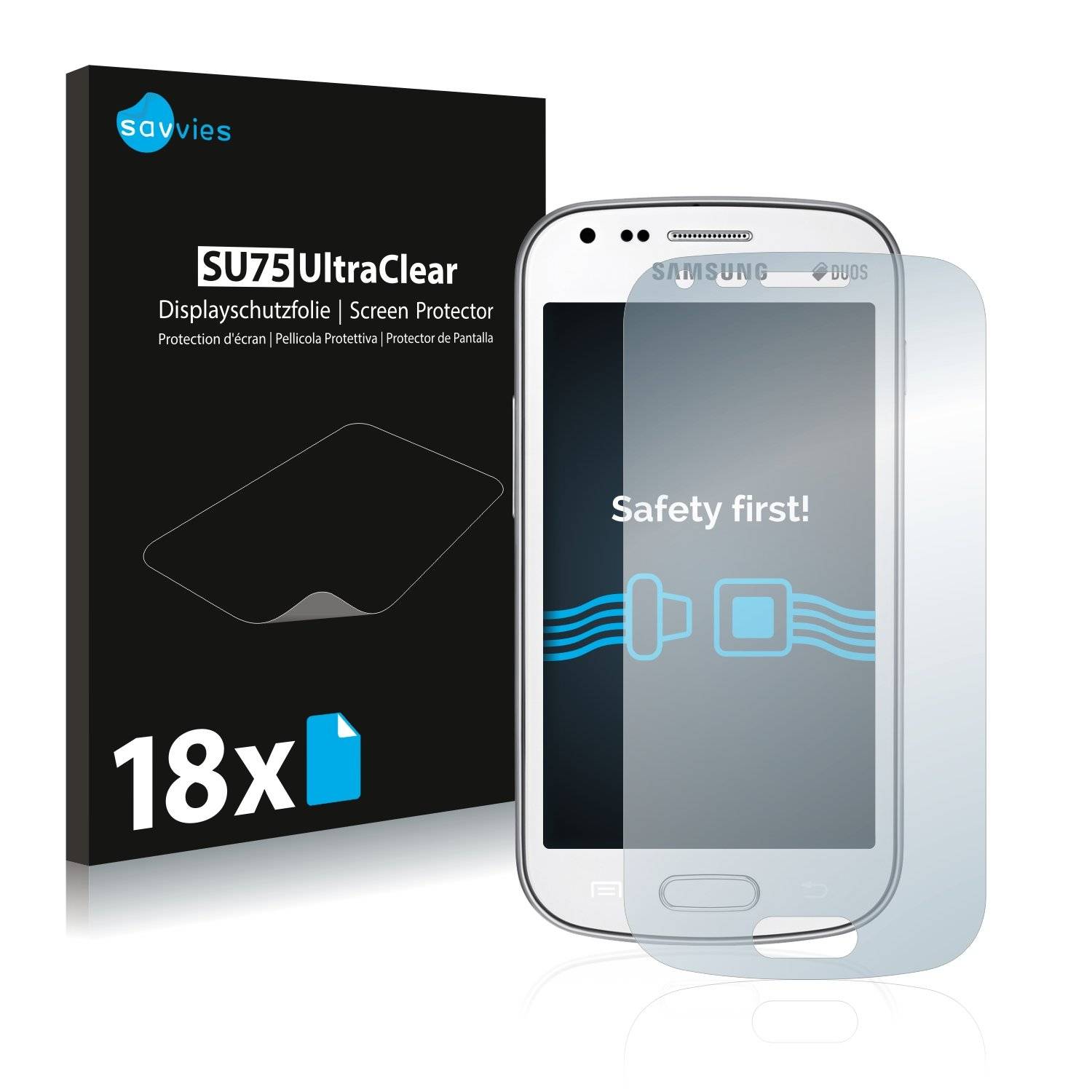 18x Savvies® SU75 Displayschutzfolie für Samsung Galaxy S Duos 2 S7582
