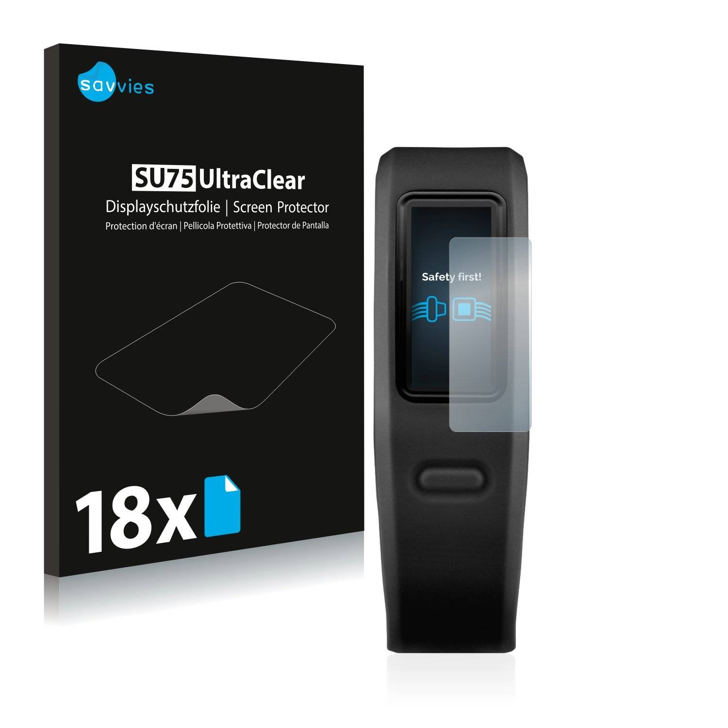 18x Savvies® SU75 Displayschutzfolie für Garmin Vivofit
