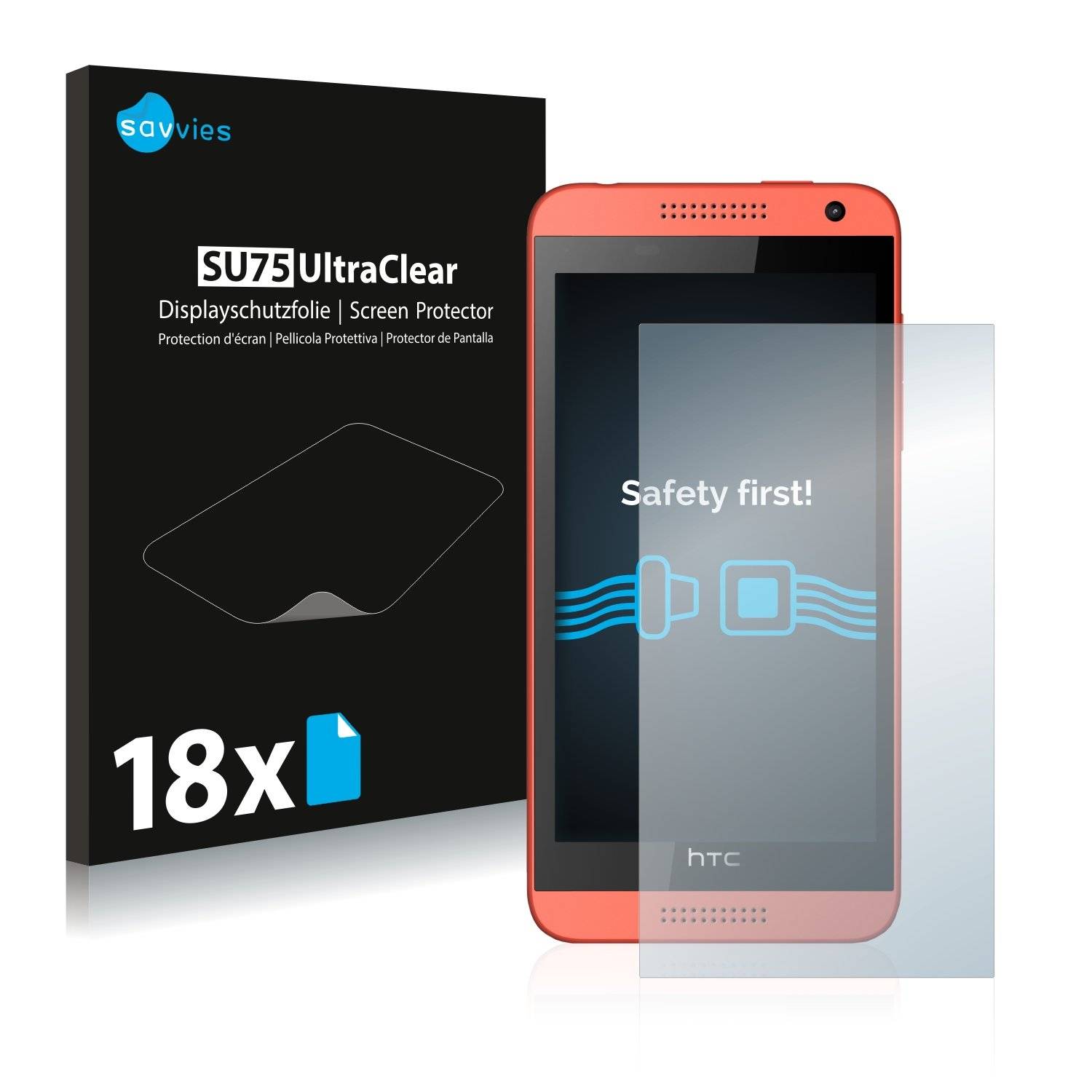 18x Savvies® SU75 Displayschutzfolie für HTC Desire 610