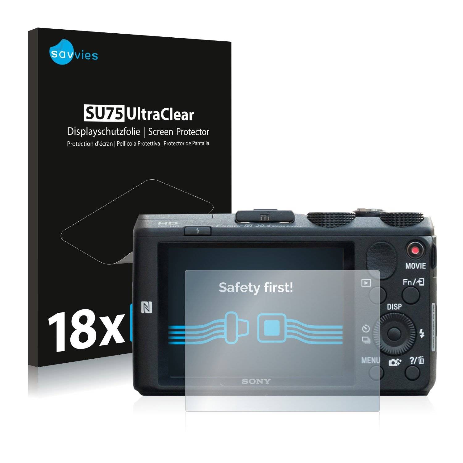 18x Savvies® SU75 Displayschutzfolie für Sony Cyber-Shot DSC-HX60