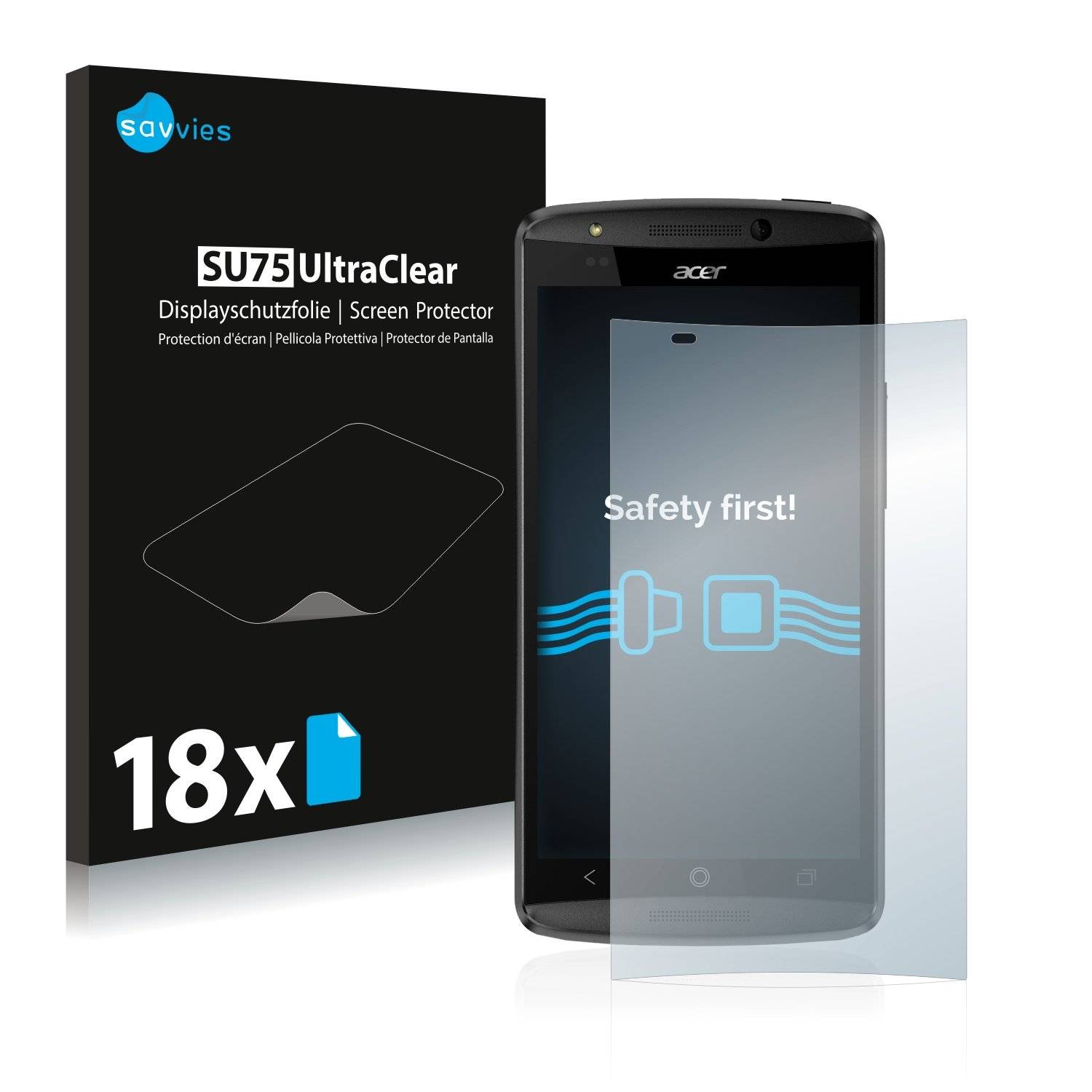 18x Savvies® SU75 Displayschutzfolie für Acer Liquid E700
