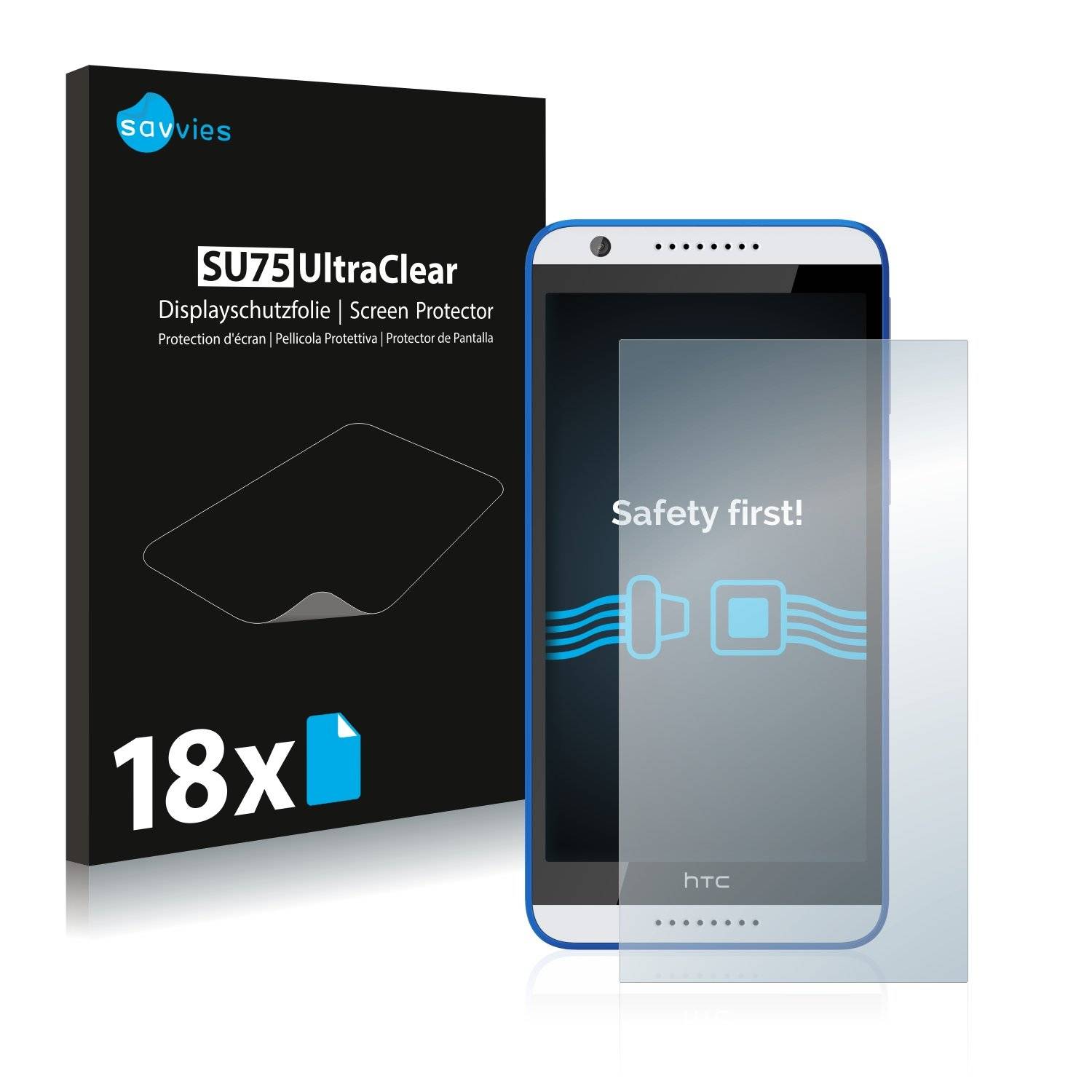 18x Savvies® SU75 Displayschutzfolie für HTC Desire 820