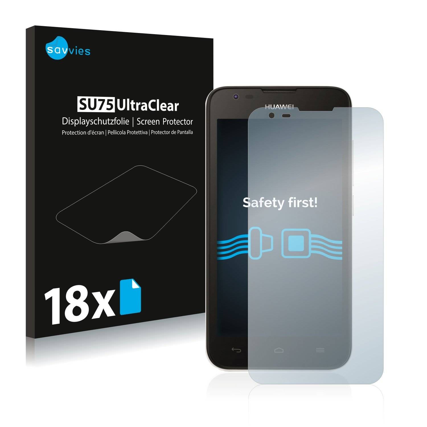 18x Savvies® SU75 Displayschutzfolie für Huawei Ascend Y550