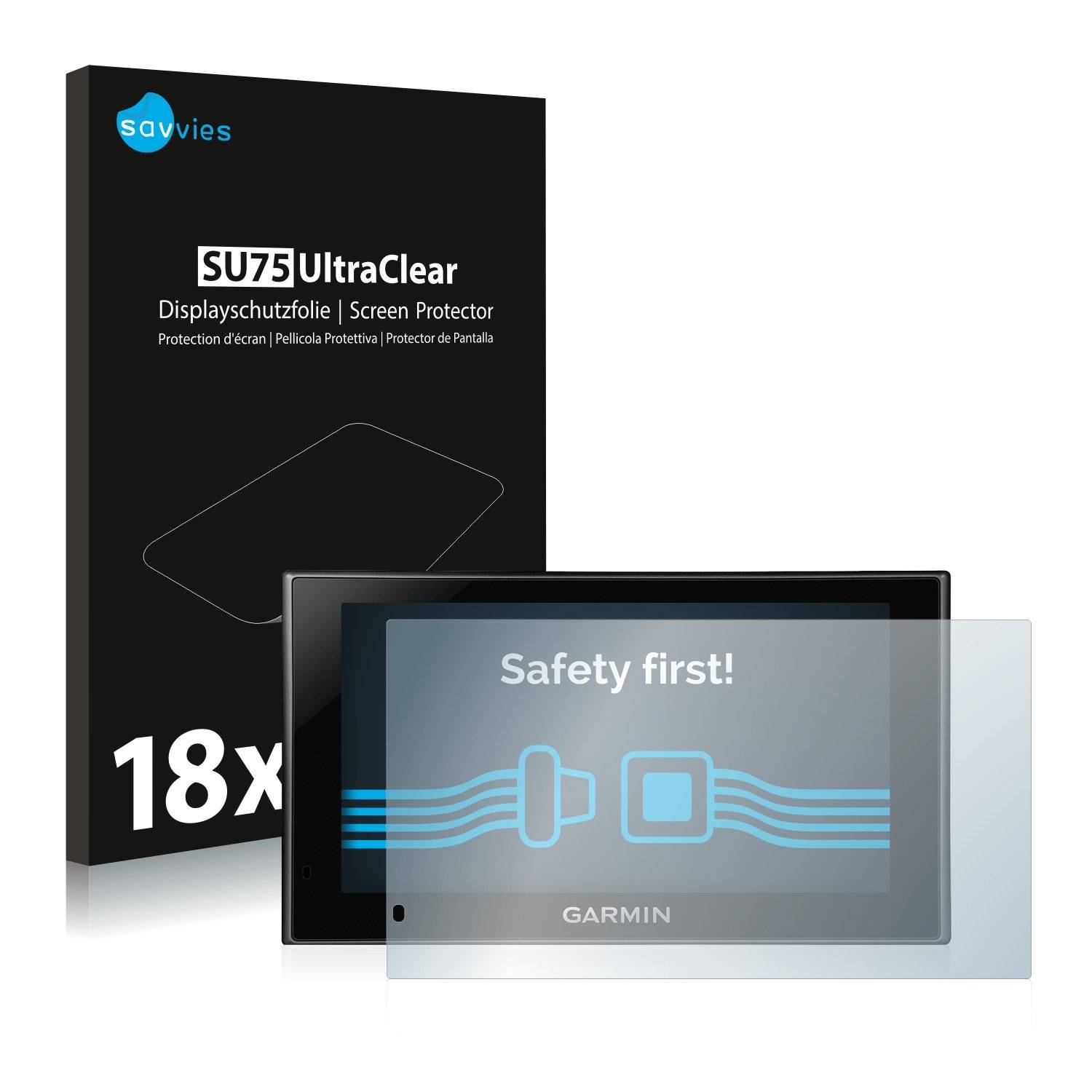 18x Savvies® SU75 Displayschutzfolie für Garmin nüvi 2599LMT-D