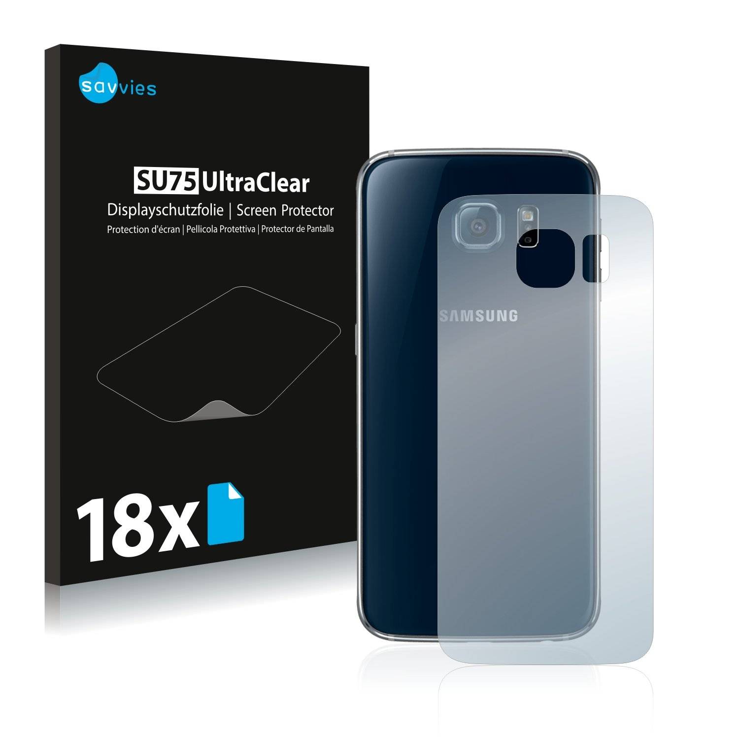 18x Savvies® SU75 Displayschutzfolie für Samsung Galaxy S6 (Rückseite)