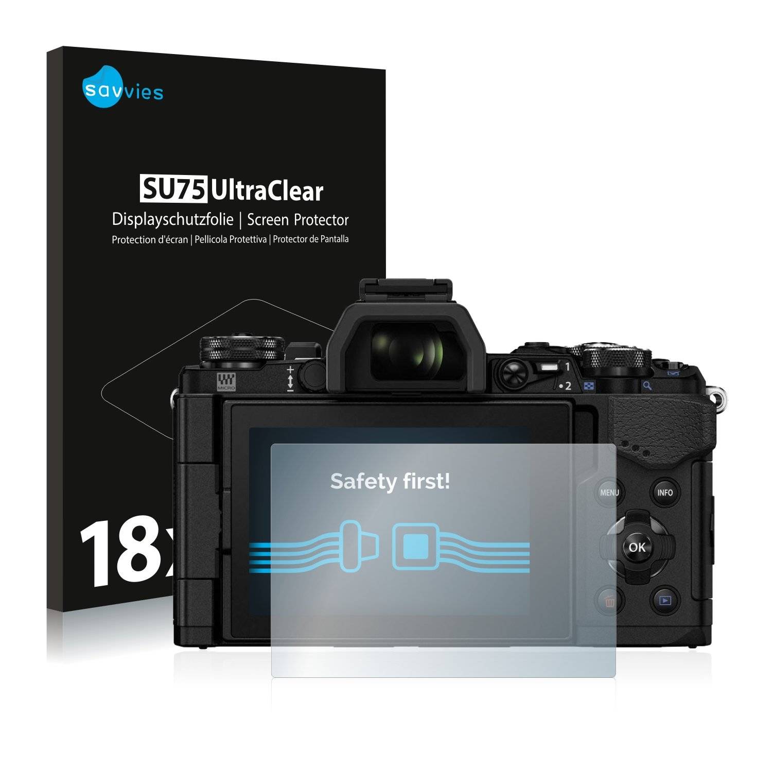 18x Savvies® SU75 Displayschutzfolie für Olympus OM-D E-M5 Mark II