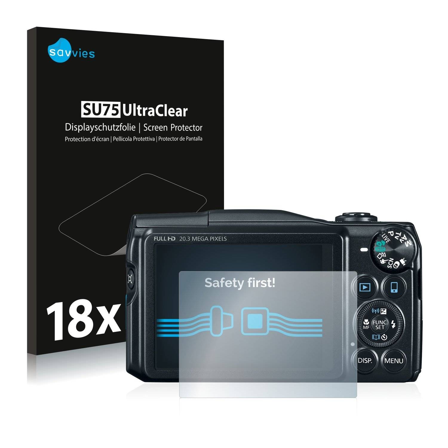 18x Savvies® SU75 Displayschutzfolie für Canon PowerShot SX710 HS