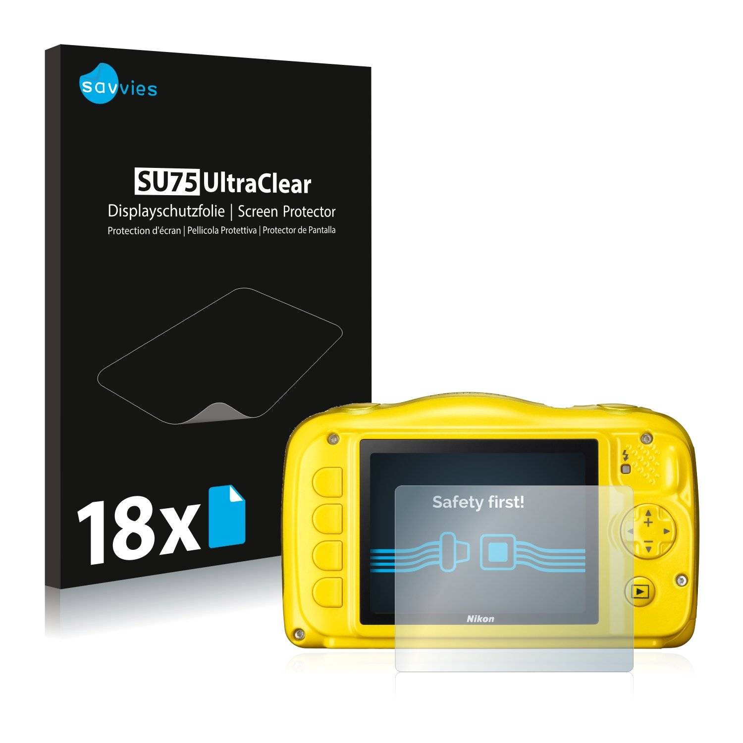 18x Savvies® SU75 Displayschutzfolie für Nikon Coolpix S33