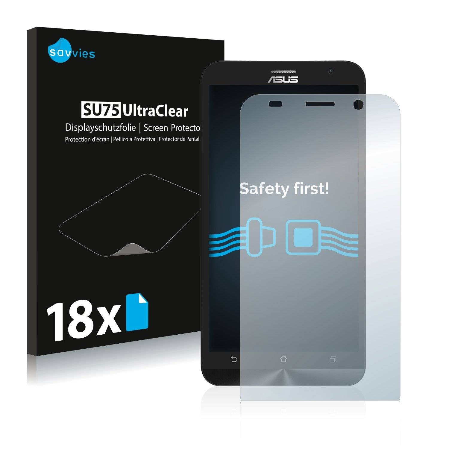18x Savvies® SU75 Displayschutzfolie für Asus ZenFone 2 ZE550ML