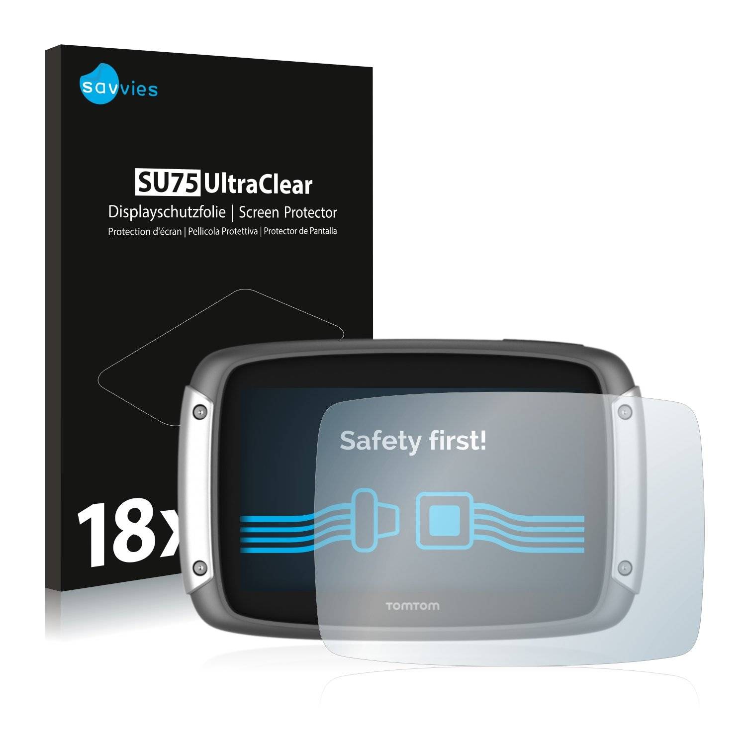 18x Savvies® SU75 Displayschutzfolie für TomTom Rider 400