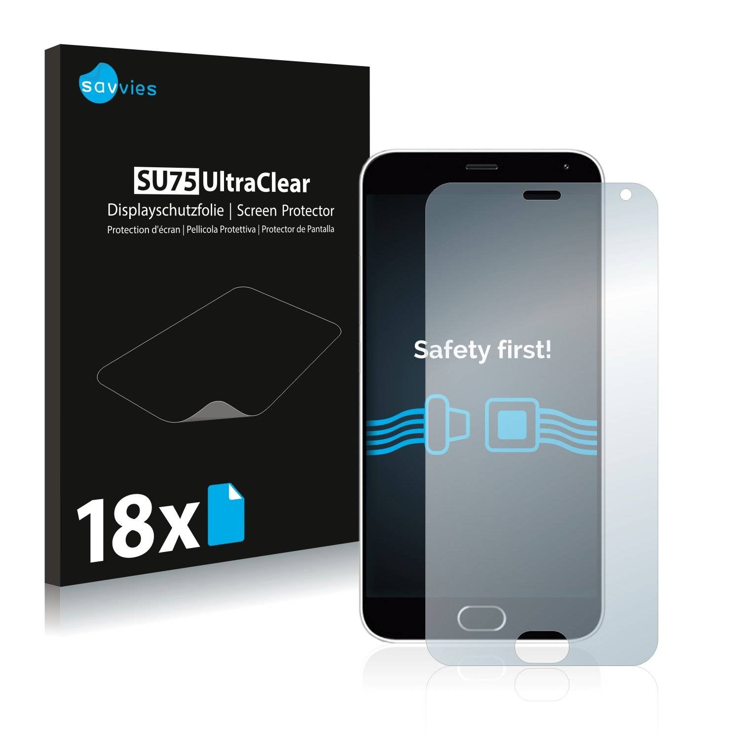 18x Savvies® SU75 Displayschutzfolie für Meizu M2 note