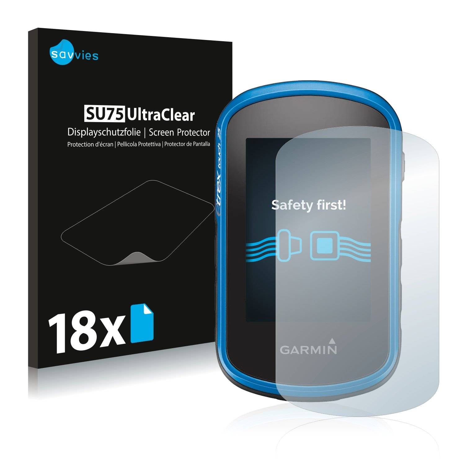 18x Savvies® SU75 Displayschutzfolie für Garmin eTrex Touch 25