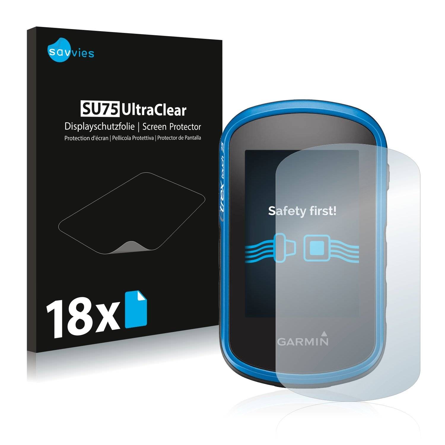 18x Savvies® SU75 Displayschutzfolie für Garmin eTrex Touch 35