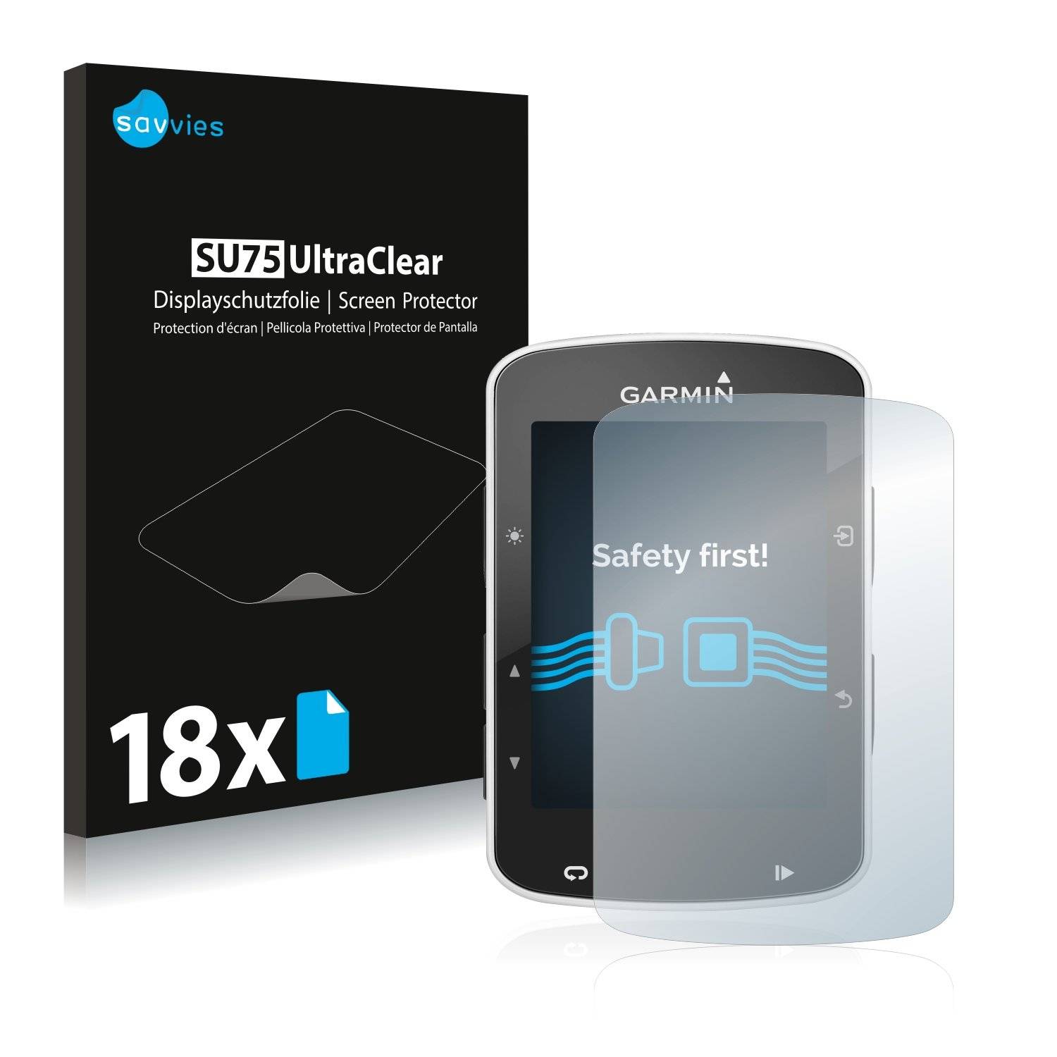 18x Savvies® SU75 Displayschutzfolie für Garmin Edge 520