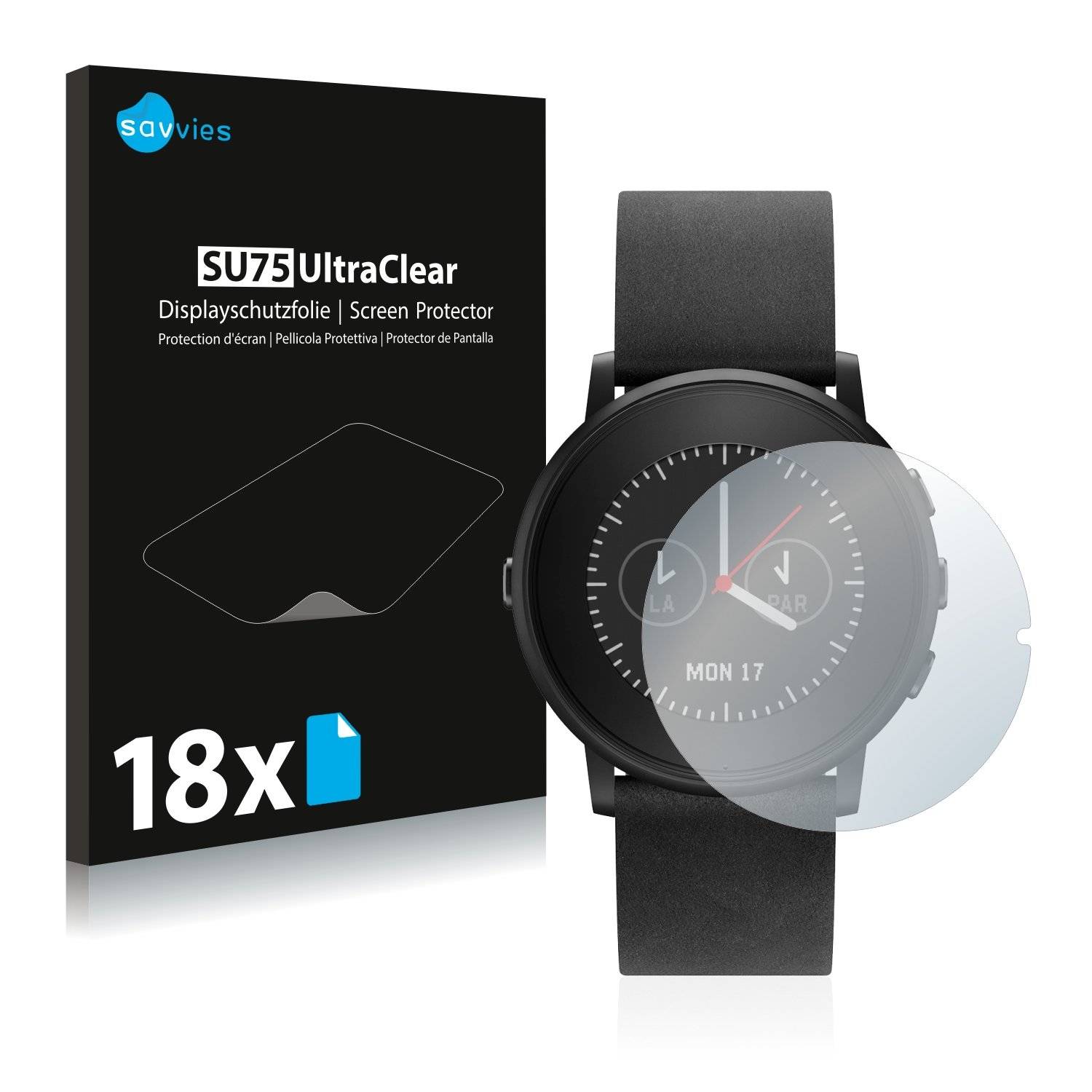 18x Savvies® SU75 Displayschutzfolie für Pebble Time Round